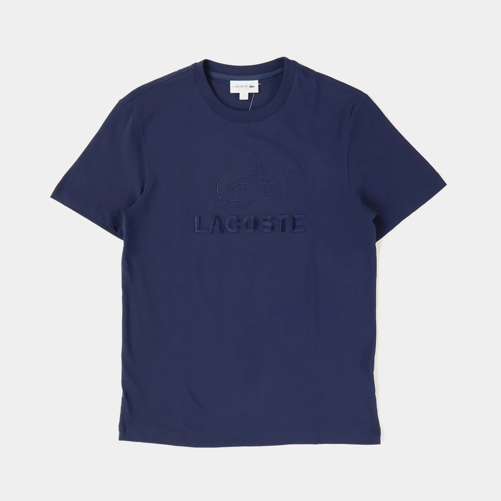 Lacoste Tone On Tone Embroidery T Shirt Navy Blue