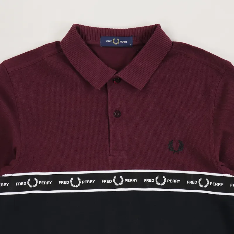 Fred Perry Taped Chest Polo Shirt Mahogany-1