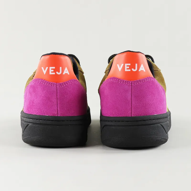 Veja V-10 Bastille Suede Shoes Tent Multico-Fluo Black-Sole-7
