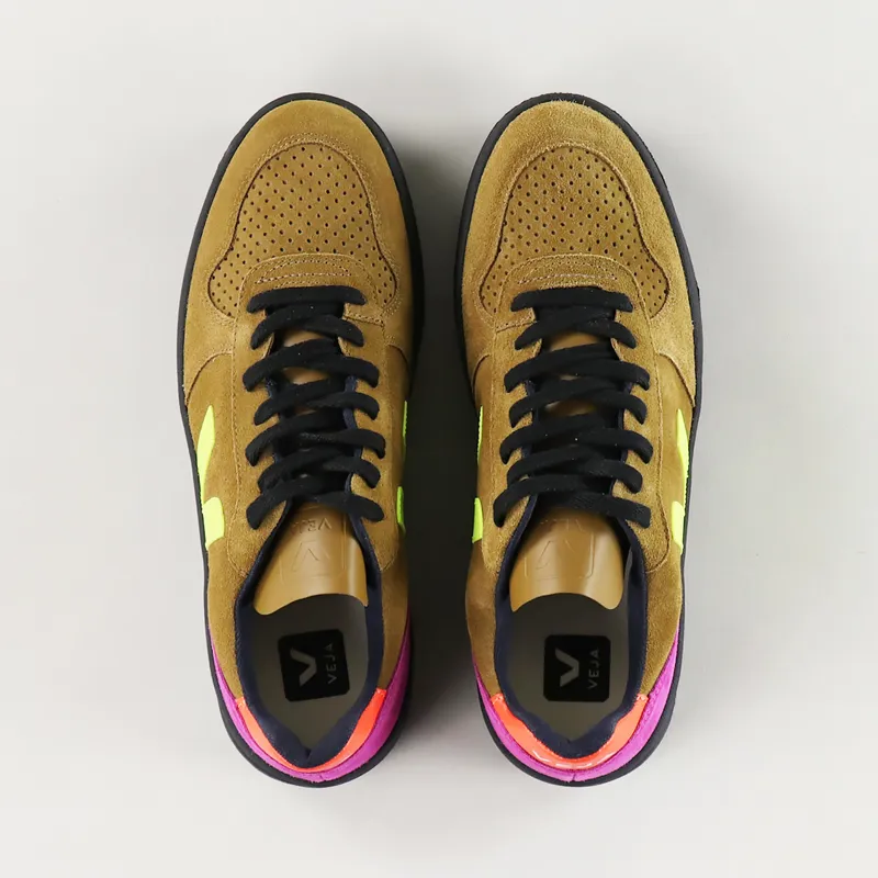 Veja V-10 Bastille Suede Shoes Tent Multico-Fluo Black-Sole-6
