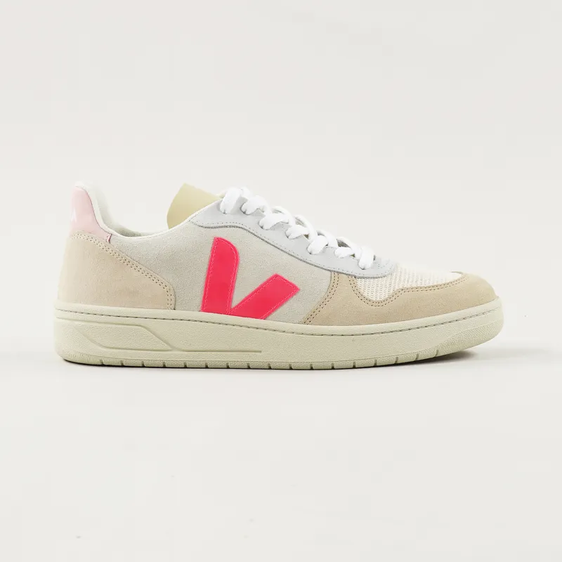 Veja V-10 Suede Shoes Multico Natural Rose Fluo-1