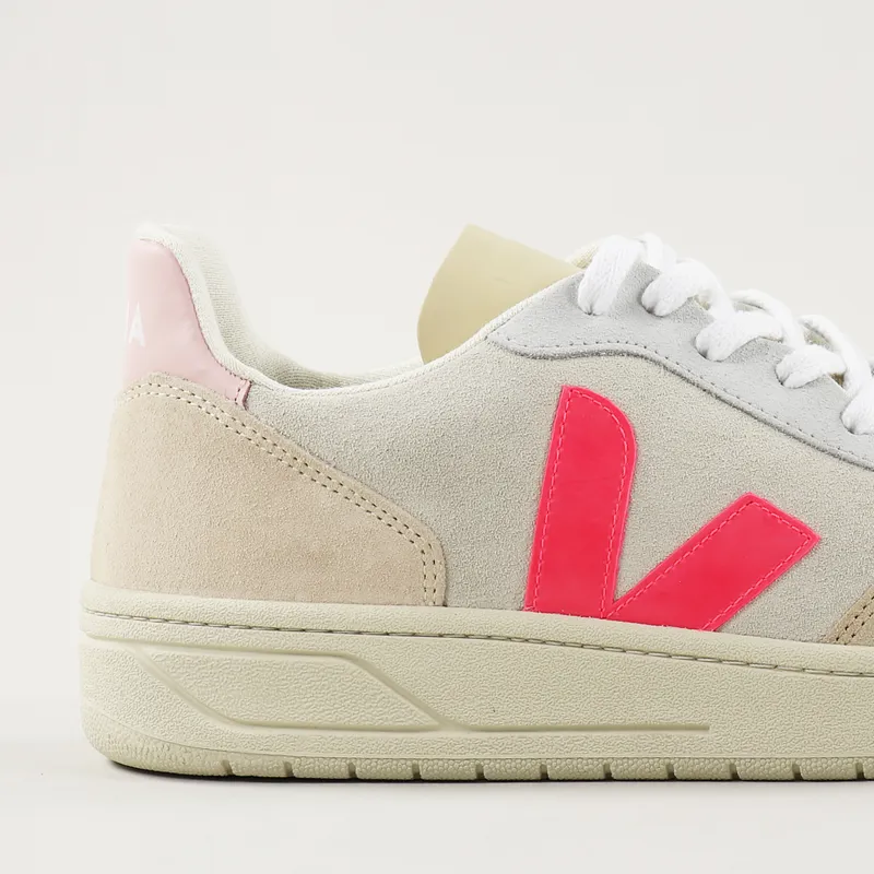 Veja V-10 Suede Shoes Multico Natural Rose Fluo-2