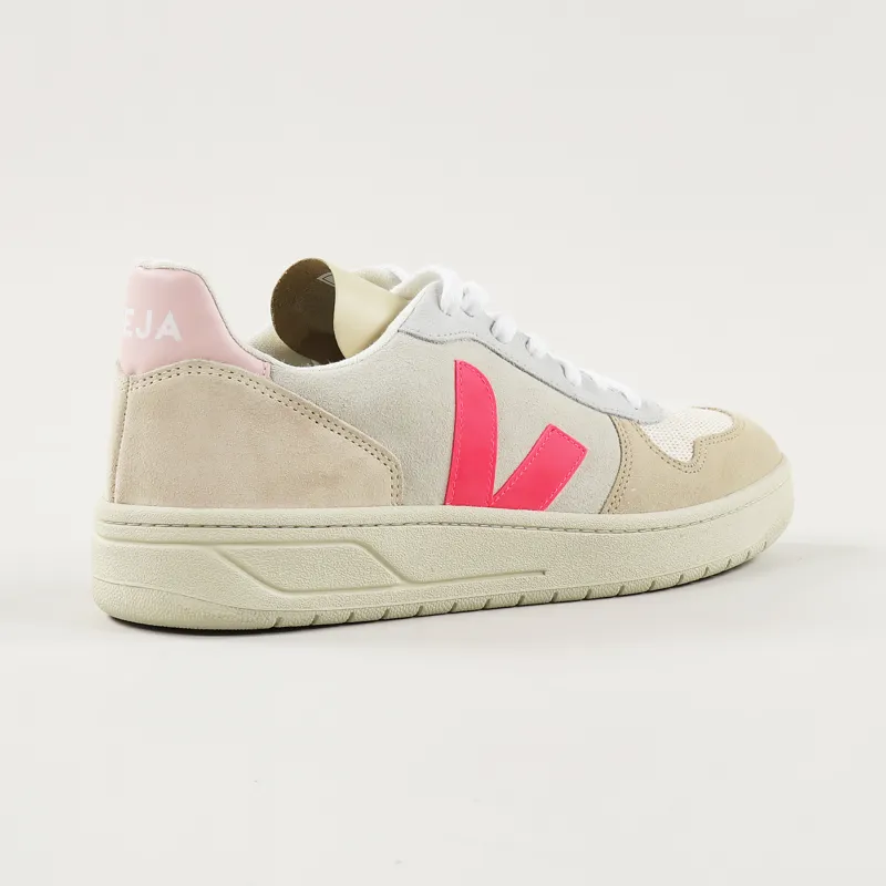 Veja V-10 Suede Shoes Multico Natural Rose Fluo-5