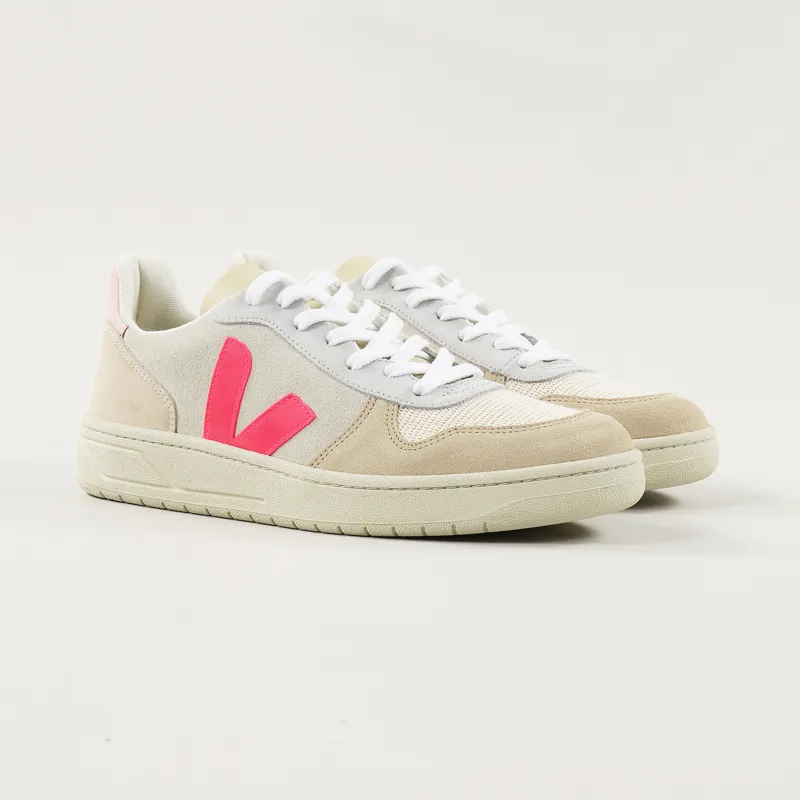 Veja V-10 Suede Shoes Multico Natural Rose Fluo