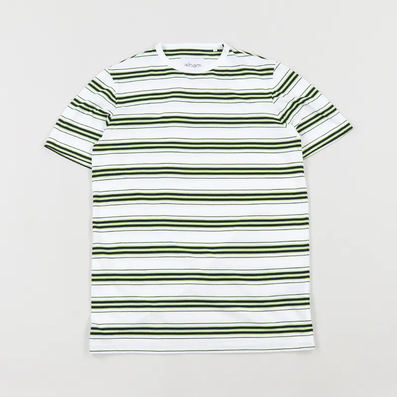 Albam Vintage Stripe T Shirt White Navy Green