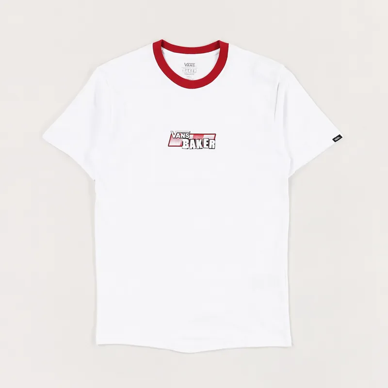 Vans x Baker Skate Mens SS Speed Check T Shirt White Cardinal