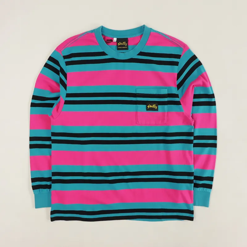 Stan Ray Yarn Dye Stripe Thick Long Sleeve T Shirt Parrot Green