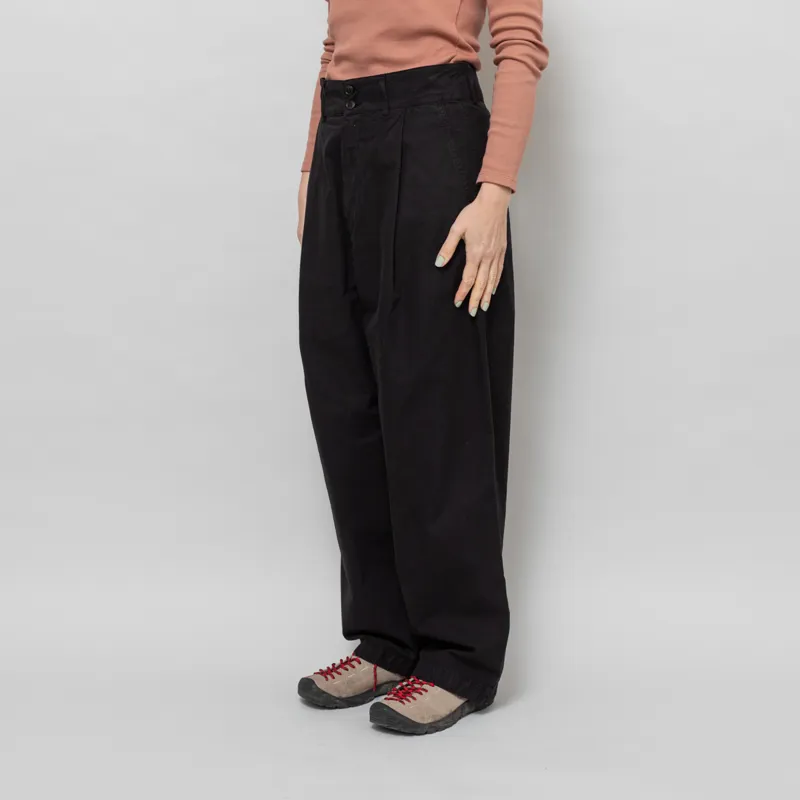 Girls Of Dust Womens British Worker Pants Cotton Linen Black-1