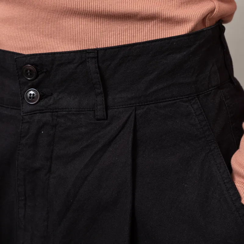 Girls Of Dust Womens British Worker Pants Cotton Linen Black-6