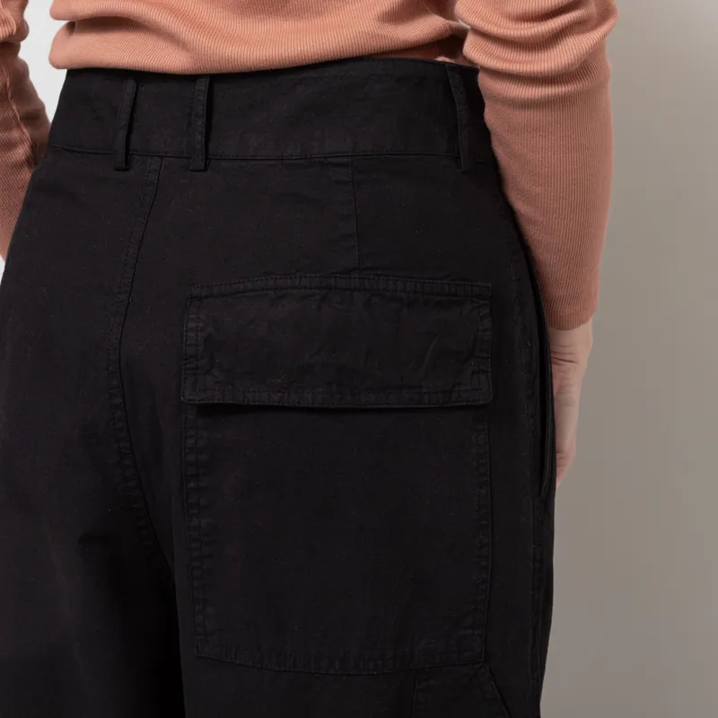 Girls Of Dust Womens British Worker Pants Cotton Linen Black-8