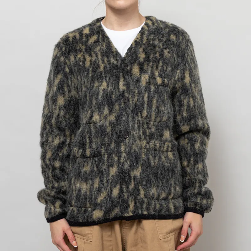 Universal Works Womens Cardigan Charcoal Dolce Fleece