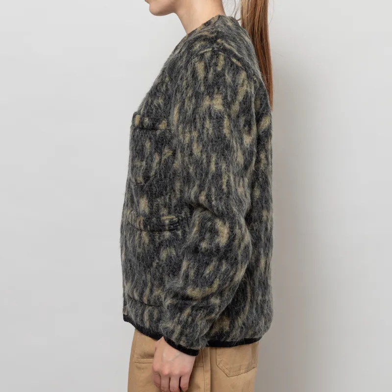 Universal Works Womens Cardigan Charcoal Dolce Fleece-2