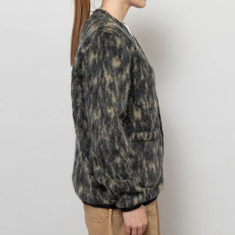 Universal Works Womens Cardigan Charcoal Dolce Fleece-4