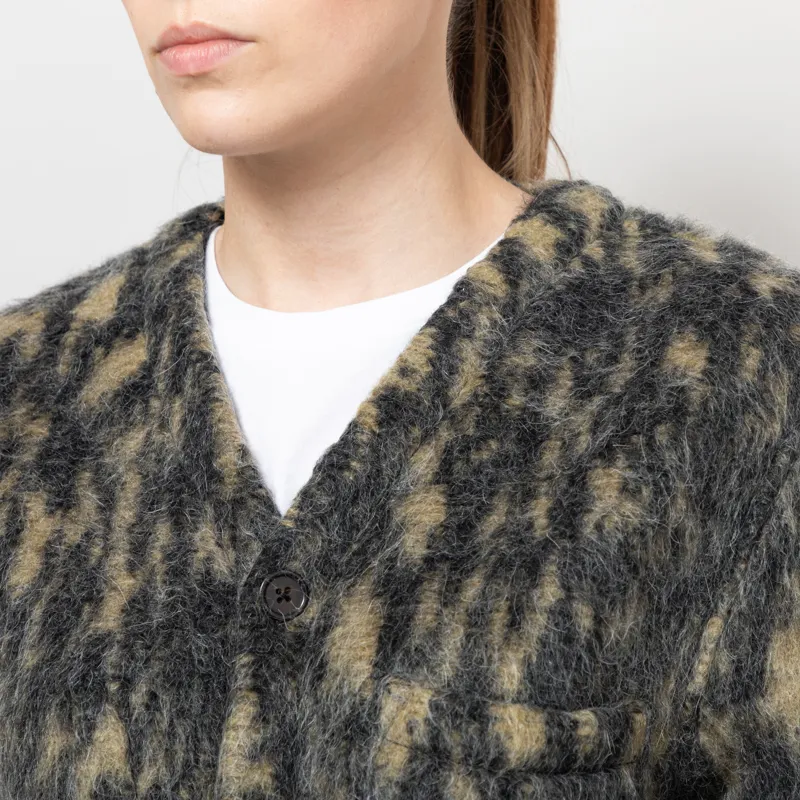 Universal Works Womens Cardigan Charcoal Dolce Fleece-5