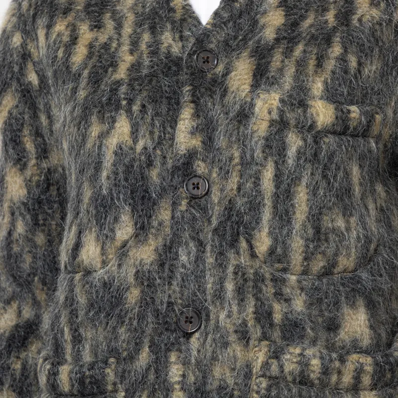 Universal Works Womens Cardigan Charcoal Dolce Fleece-6