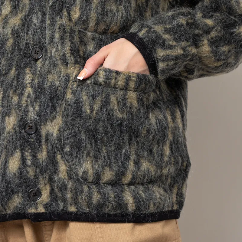 Universal Works Womens Cardigan Charcoal Dolce Fleece-9