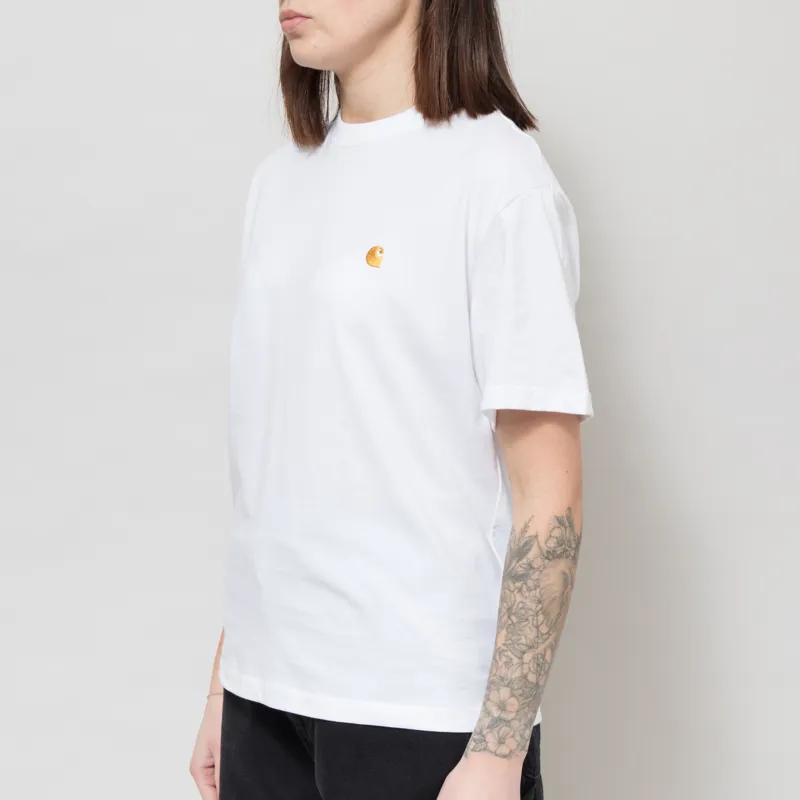 Carhartt WIP Womens Chase T Shirt White Gold-1