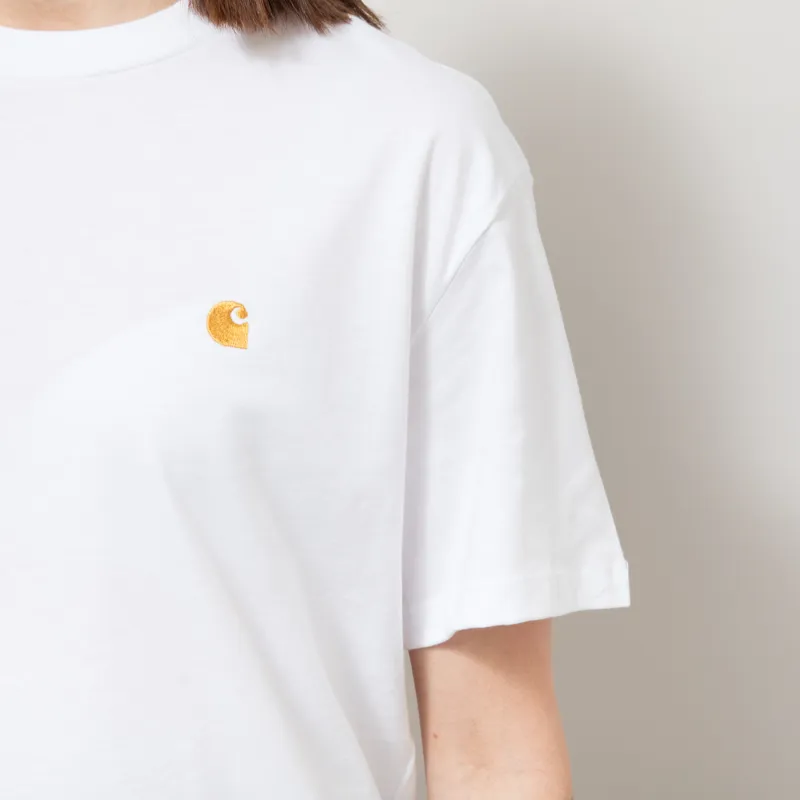 Carhartt WIP Womens Chase T Shirt White Gold-6