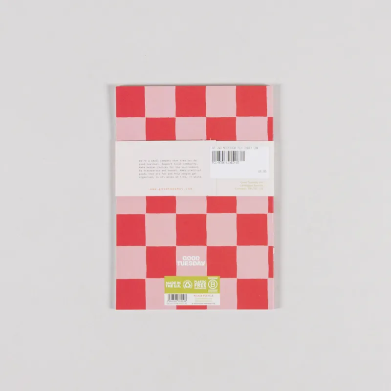 Good Tuesday A5 Lined Notebook Peach Cherry Check-1