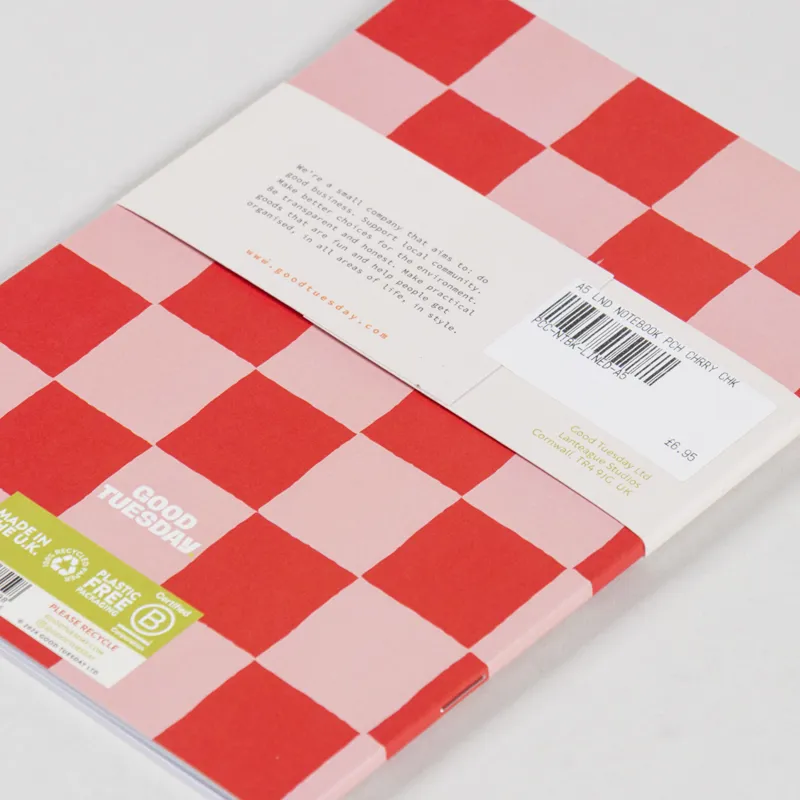 Good Tuesday A5 Lined Notebook Peach Cherry Check-3