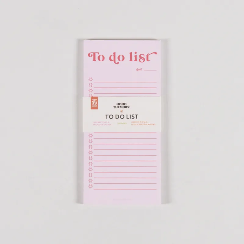 Good Tuesday To Do List Pad Pink Red-2