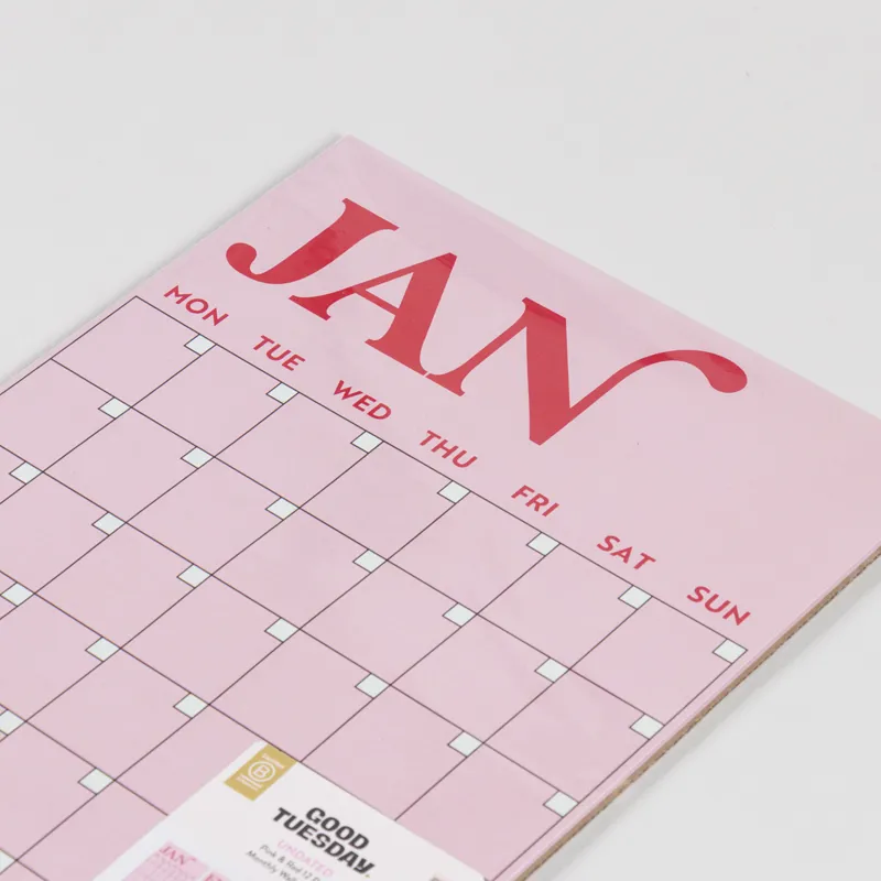 Good Tuesday Large Monthly A3 Wall Planner Pink Red-1