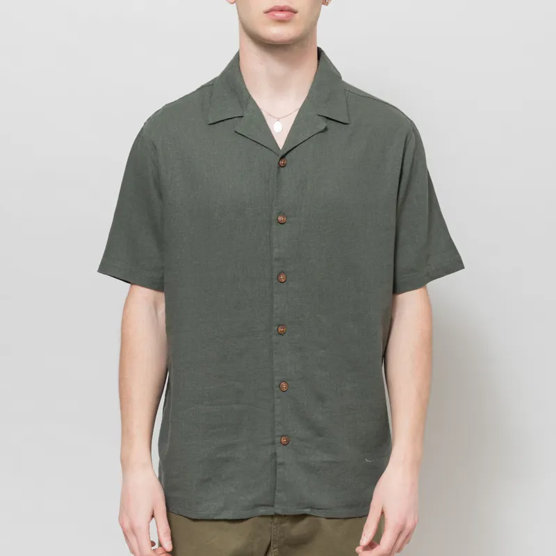 Anerkjendt Akleo Cot/Linen/Vis Shirt Forest Night