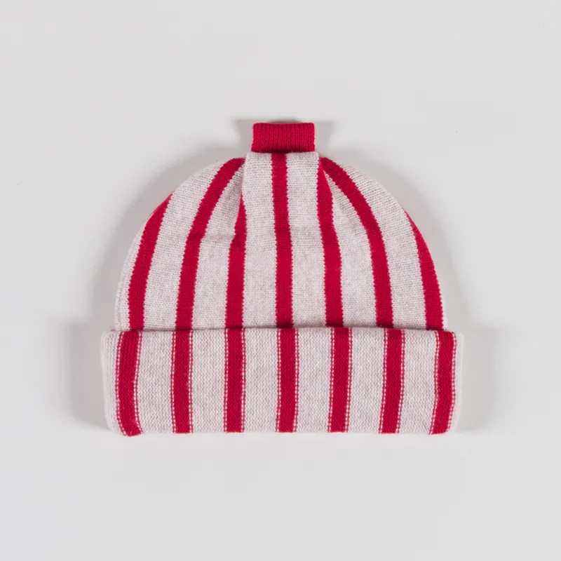Bobo Choses Womens Merino Wool Striped Beanie Red-1