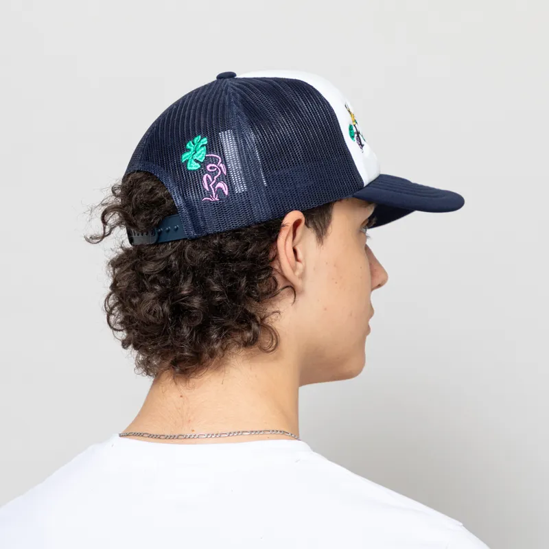 Huf Mens Trip Trucker Logo Hat Defender Blue White