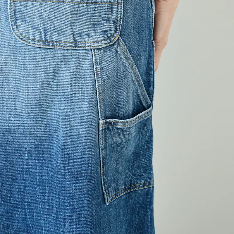 Carhartt WIP Womens Double Knee Skirt Long Blue Marble Used Wash-10