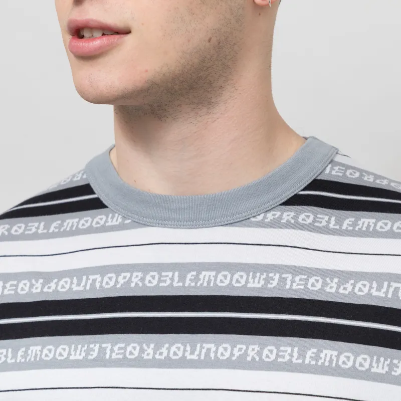 No Problemo Jacquard Stripe Long Sleeve T Shirt Black-2