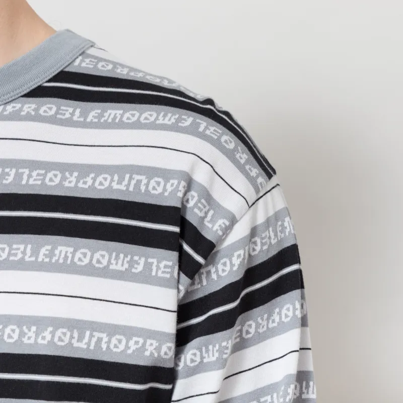 No Problemo Jacquard Stripe Long Sleeve T Shirt Black-3