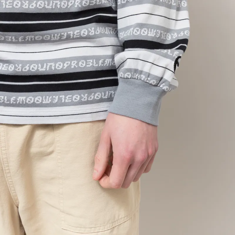 No Problemo Jacquard Stripe Long Sleeve T Shirt Black-5