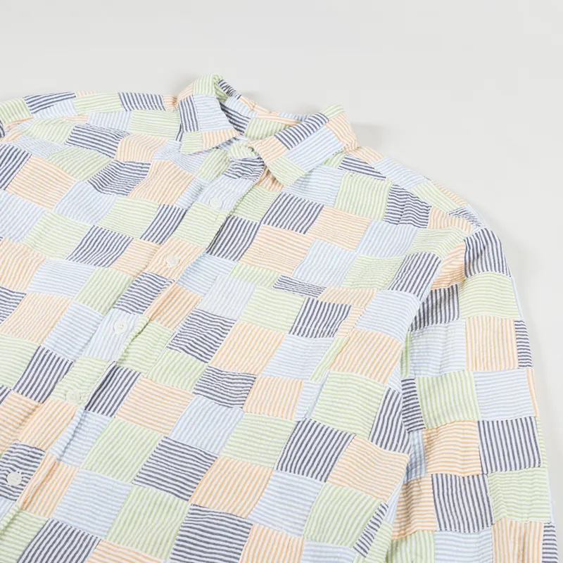 Cafe Mountain Patchwork Seersucker Heritage Shirt Crazy Patchwork-2
