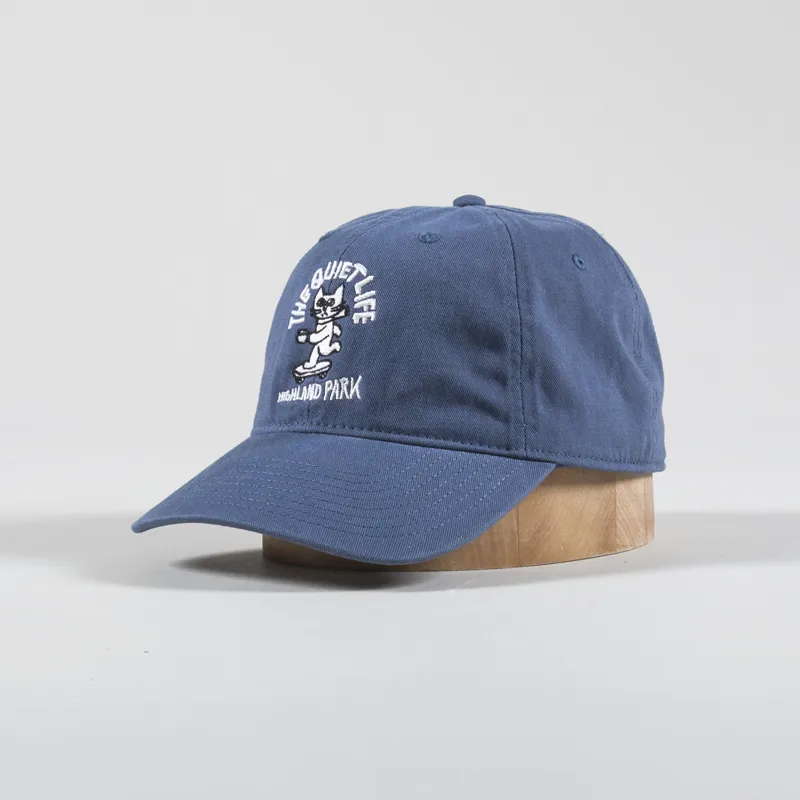 The Quiet Life Men Graphic Skating Cat Dad 6 Panel Cap Slate Blue