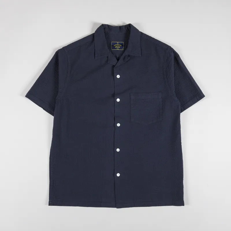 Portuguese Flannel Atlantico Camp Collar Shirt Navy