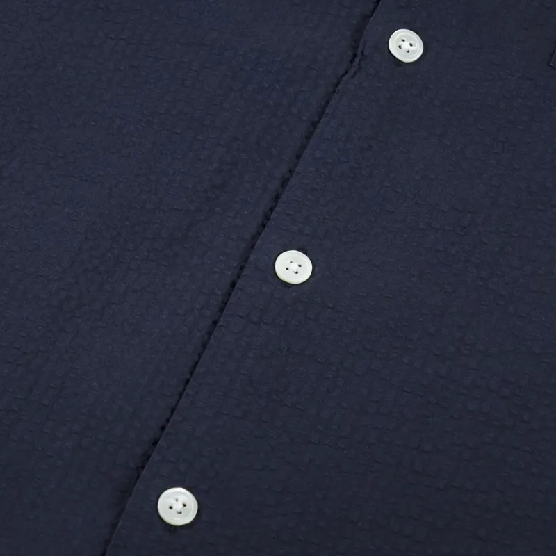 Portuguese Flannel Atlantico Camp Collar Shirt Navy-4
