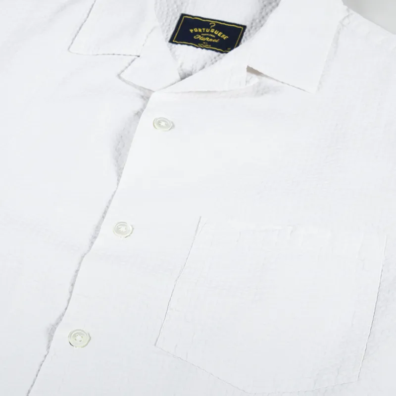 Portuguese Flannel Atlantico Camp Collar Shirt White-3
