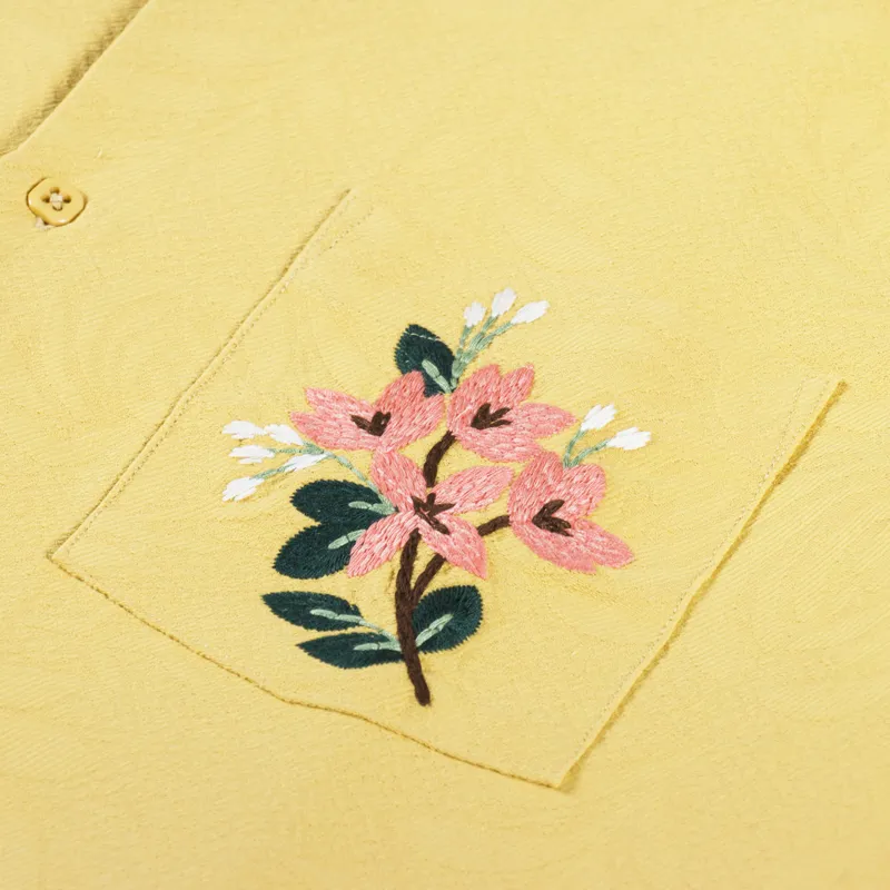 Portuguese Flannel Beach Resort Embroidered Flowers Shirt Yellow-2