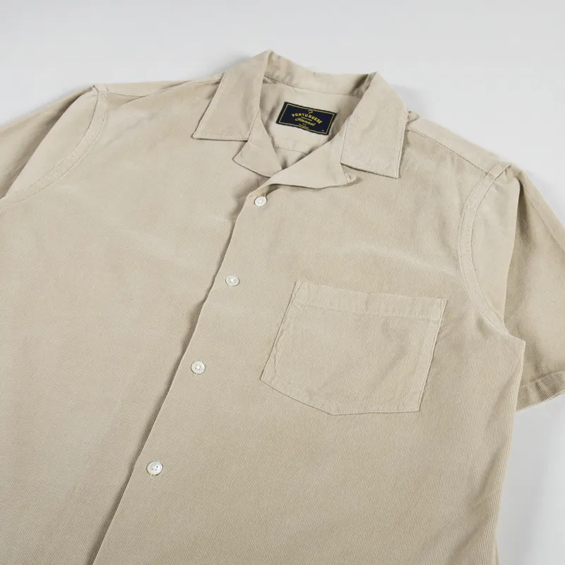 Portuguese Flannel Cord Camp Collar Shirt Cream-1
