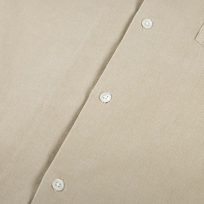 Portuguese Flannel Cord Camp Collar Shirt Cream-3