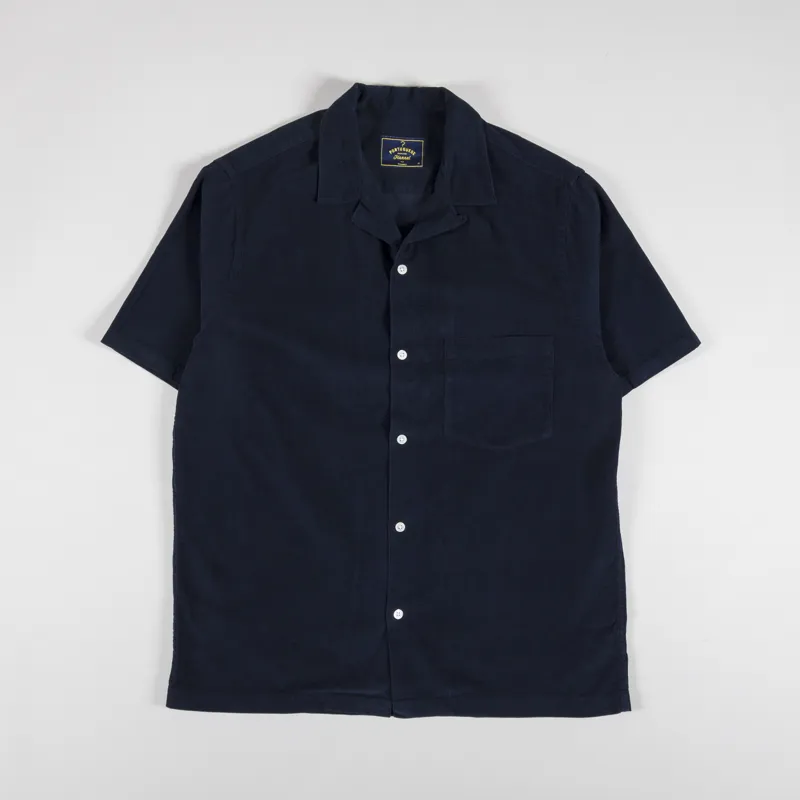 Portuguese Flannel Cord Camp Collar Shirt Navy