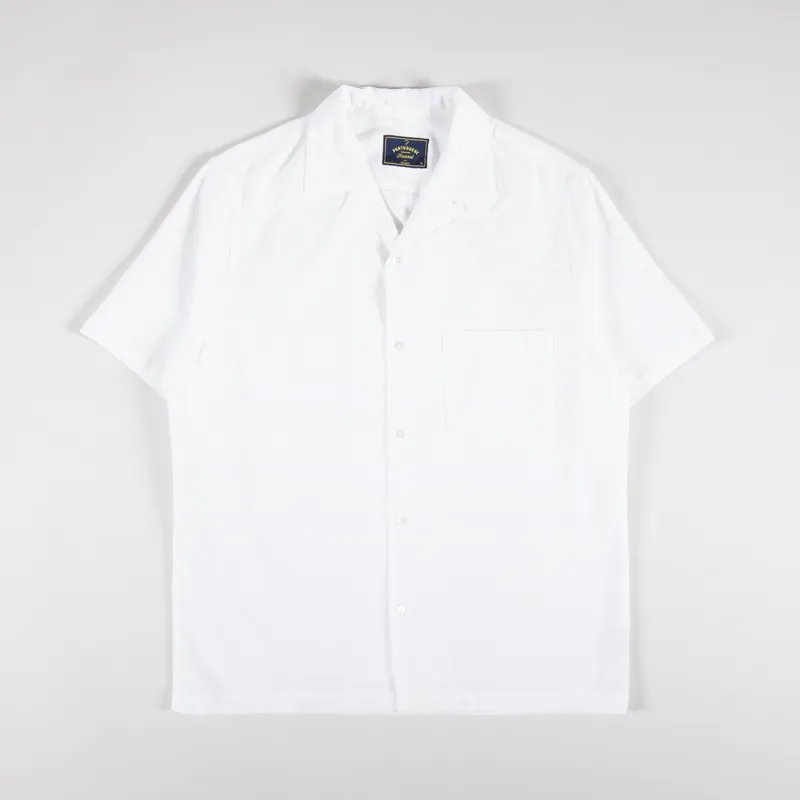 Portuguese Flannel Cord Camp Collar Shirt White
