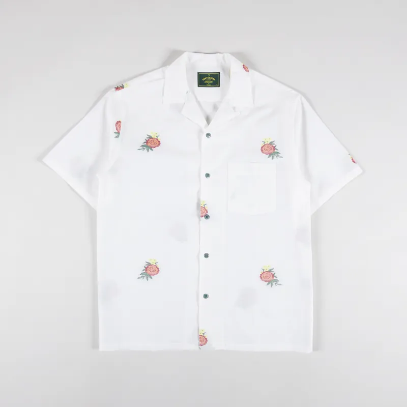 Portuguese Flannel Embroidery Bouquet Shirt White