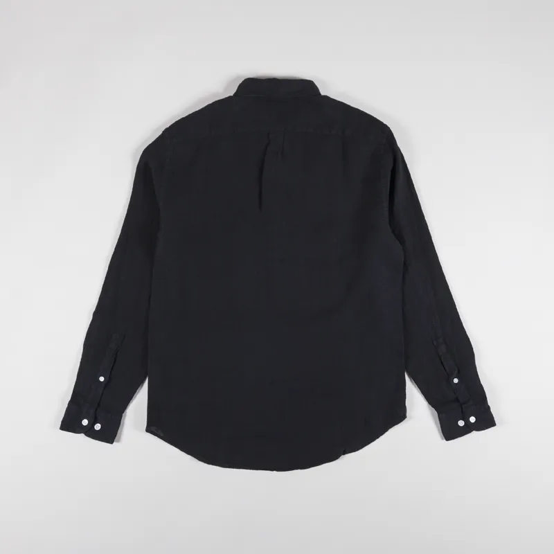 Portuguese Flannel Linen Shirt Black-1