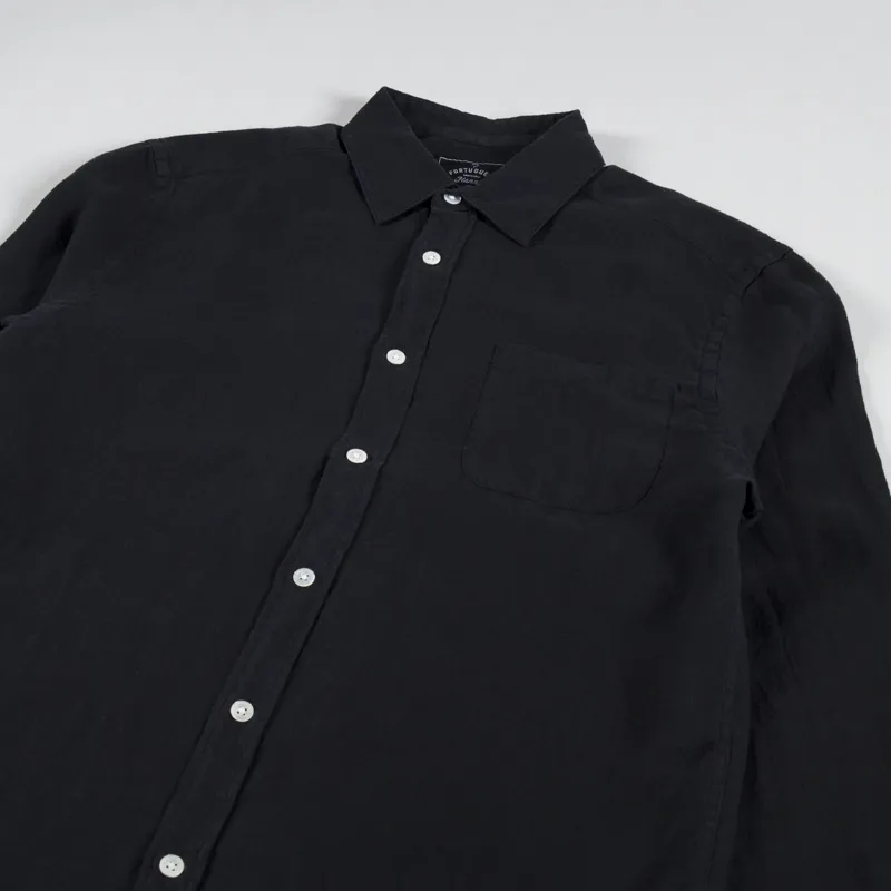 Portuguese Flannel Linen Shirt Black-2