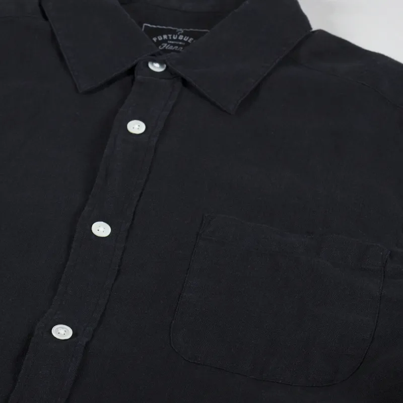 Portuguese Flannel Linen Shirt Black-4
