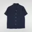 Portuguese Flannel Linen Camp Collar Shirt Navy