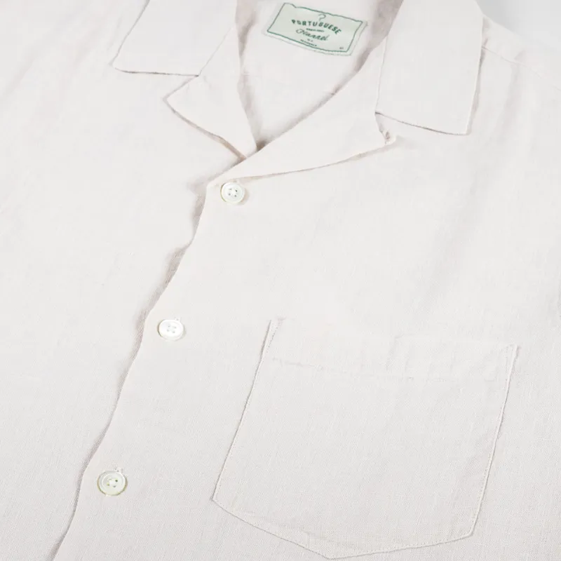 Portuguese Flannel Linen Camp Collar Shirt Raw-3