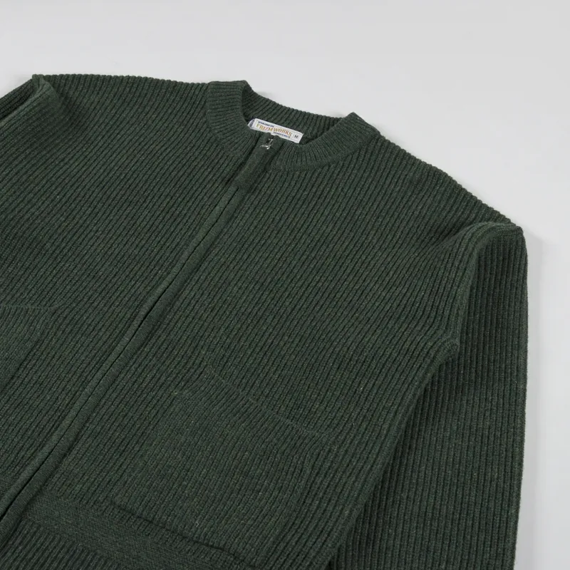 Frizmworks Mens Wool Knitted Deck Zip Up Cardigan Forest Green